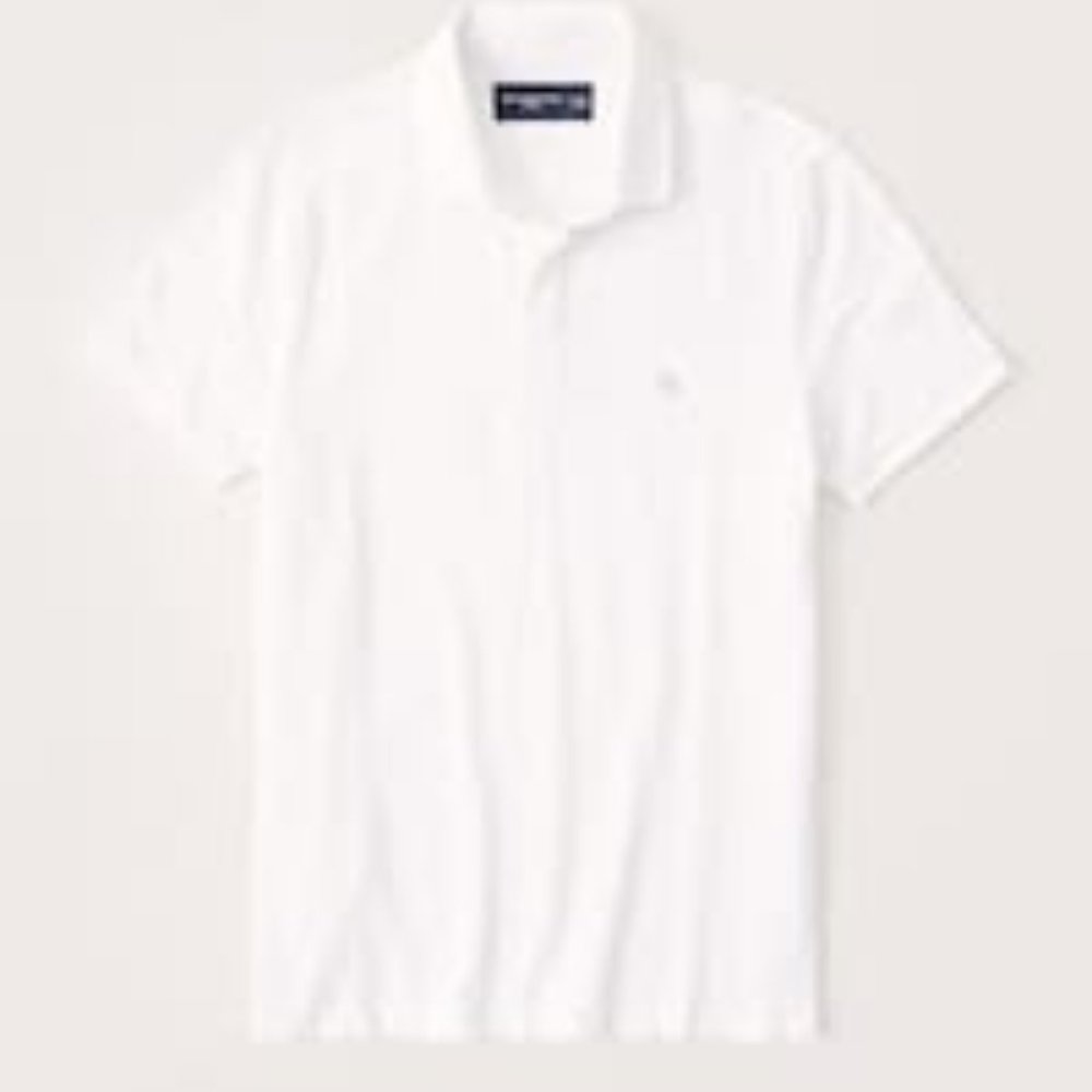 Abercrombie & Fitch Concealed Placket Stretch Icon Polo BRIGHT WHITE XS